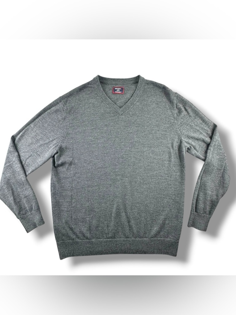 UNTUCKit Spitler V-Neck 100% Merino Wool Sweater Large Dark Grey EUC